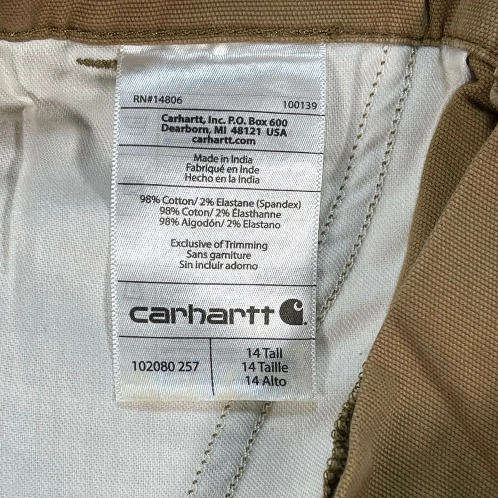 Carhartt Men's 36x34 Original Fit Carpenter Pants Tan Duck Canvas Tall